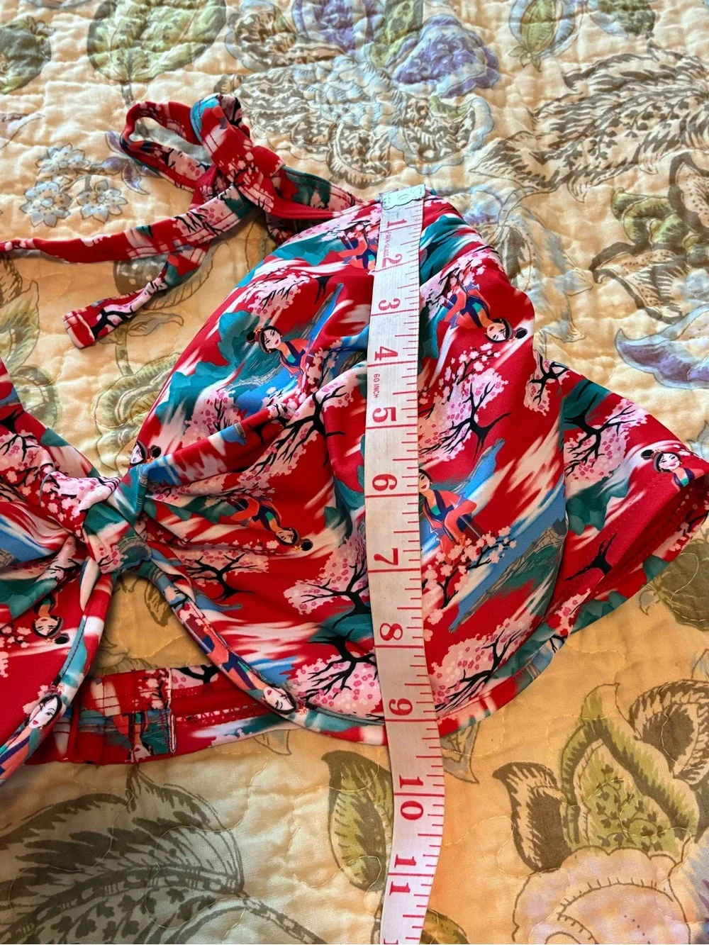 Disney  “Mulan”Floral Tie-Front Halter Bikini Top